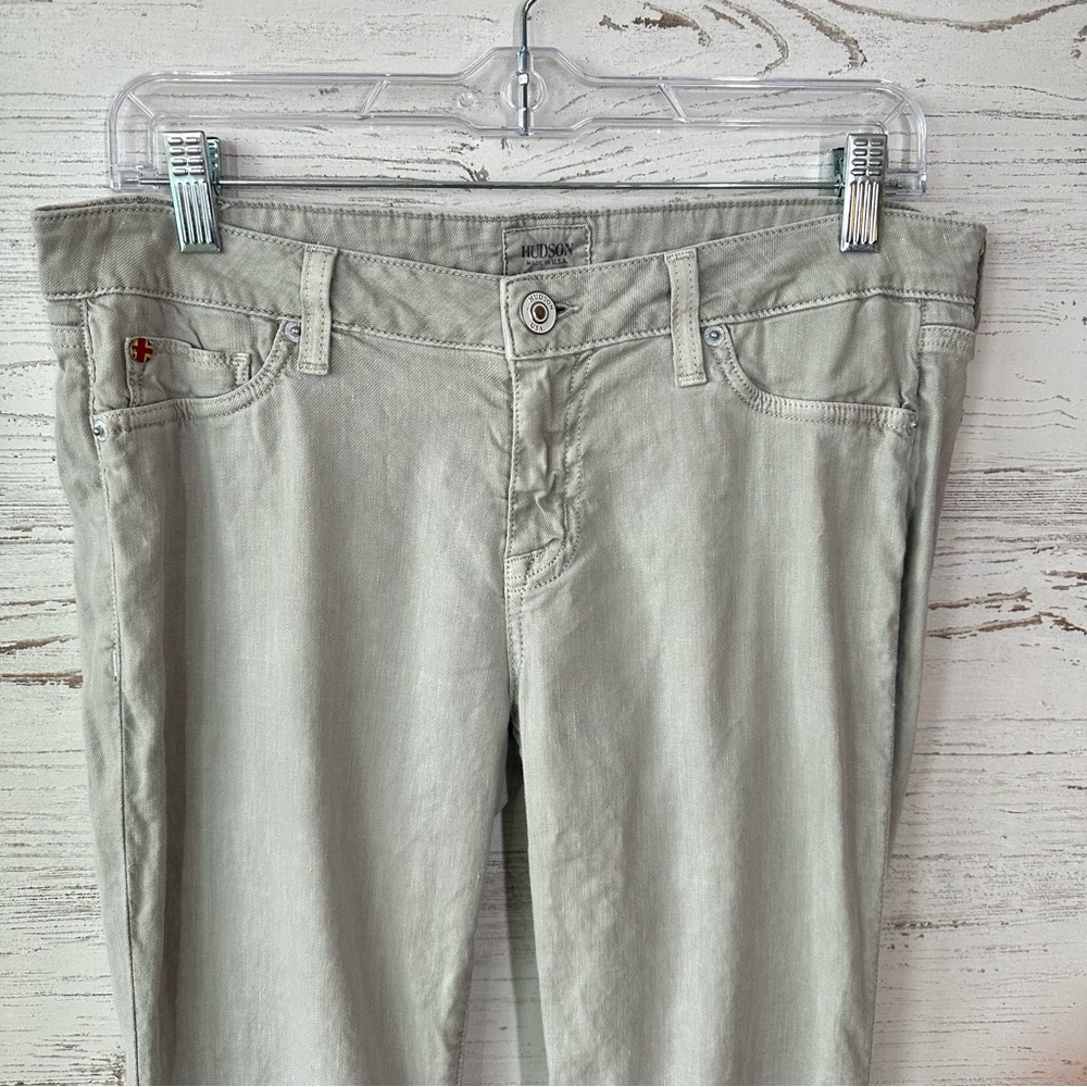 HUDSON Ferris Flare Low Rise Linen Lightweight Pants 29 in Oyster - Picture 2 of 10